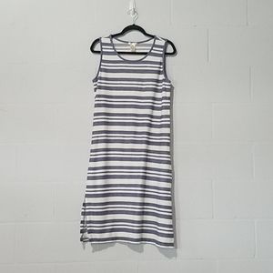 matty m womens blue white striped midi dress sz M